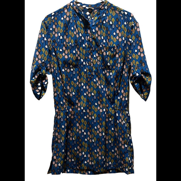 FOSSIL‎ Size XS LEAF PRINT 3/4 SLEEVE SHIFT DRESS EUC - Picture 1 of 3